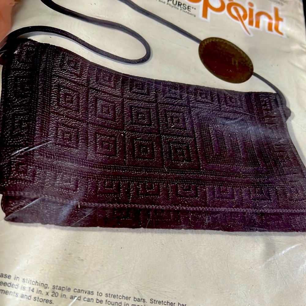 Vintage needlepoint kit “BLACK MONOGRAMMED PURSE”